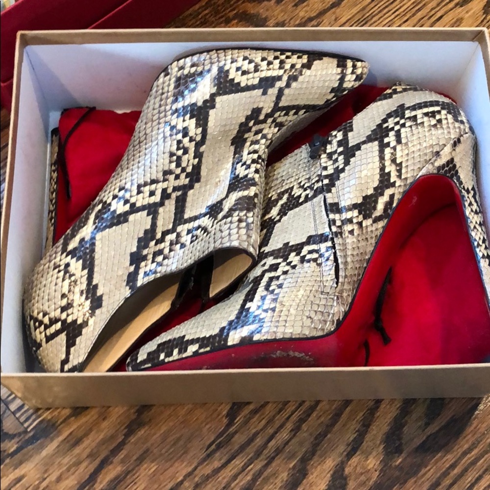 Christian Louboutin snake skin booties
